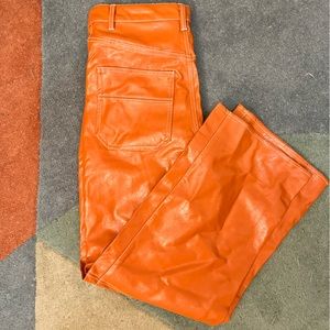 We The Free Free People Faux Leather Straight Leg Button Fly Pants